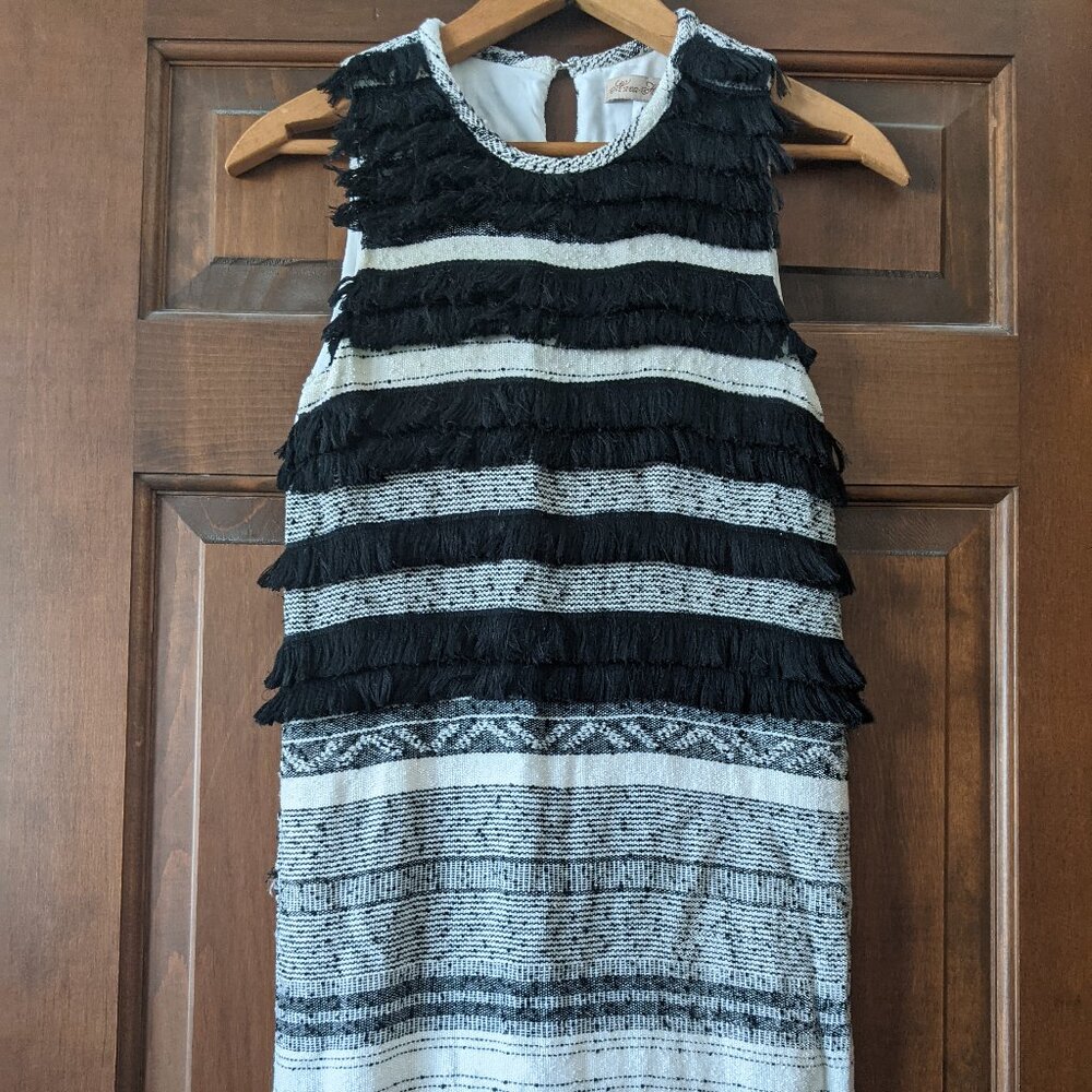 Mara Hoffman Black and White Fringe Dress